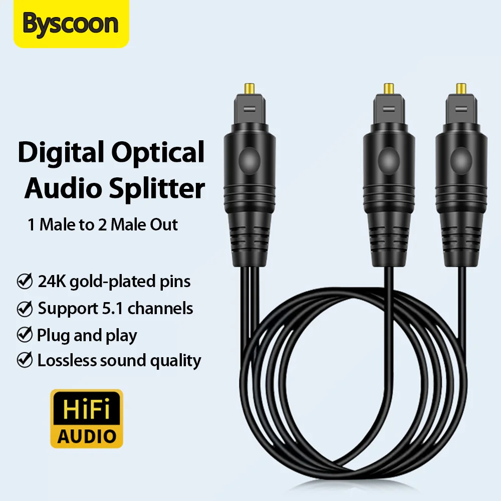Dual Output Digital Optical Audio Splitter for Home Theater Stereo Systems