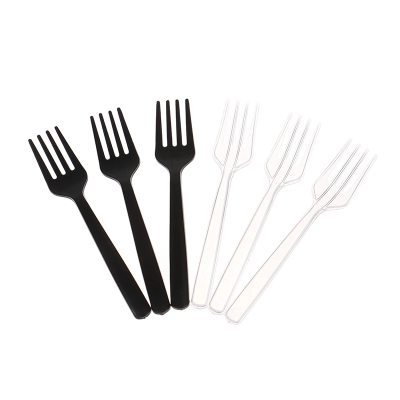 Description Picture 3 of item100Pcs Clear Transparent Cutlery Disposable Forks For Party BBQ Sticks Home Dining Food Cake Fruit Fork Disposable Tableware