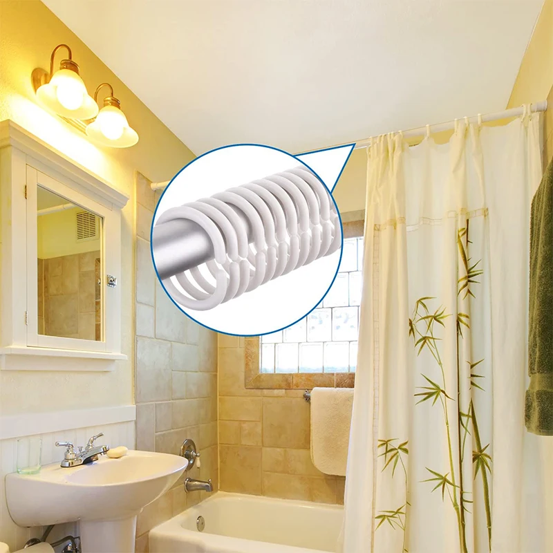 Plastic C Shaped Shower Curtain Hooks White C Type Ring Hook Bathroom Shower Curtain Liner Hanger Drape Glide Loop Clip