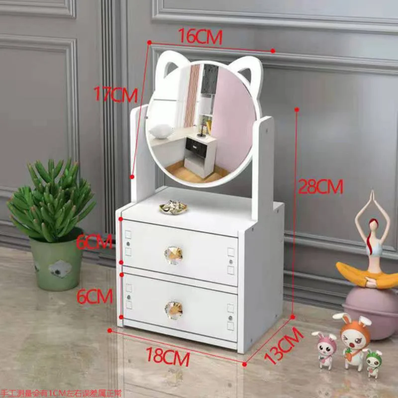 Makeup Mirror Rotate Makeup Mirror with Drawers Cosmetic Storage Box Dressing Table Jewelry Organizer Desktop Necklace Rack Rings Earring Case
