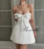 Bowith 3D Bow Mini Party Dresses Strapless A Line Wedding Party Dress Customized Pleats Women Prom Gown Short Evening Dresses 5