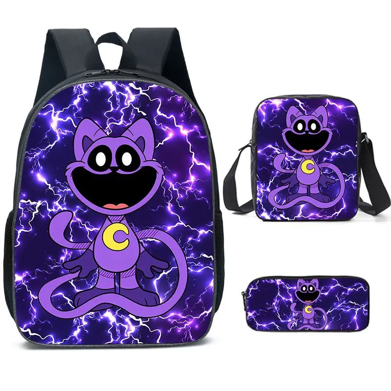 3 Stuks Lachende Beestjes Rugzak Jongens Meisjes Schooltas 16Inch Printe Primaire Cartoon Schooltas Reis Software Mochilas