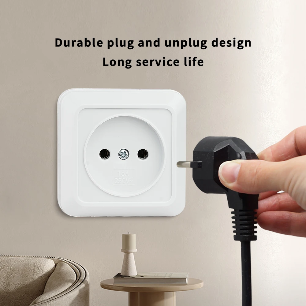 EU Standard Plugs Socket Flame Retardant Electrical Outlets Paint Plastic Not Ground Wall Mounted 250V Surface