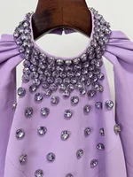 HIGH STREET Newest 2026 Designer Vestido Women's Diamonds Beaded Backless Cape Sleeve Floor Length Maxi Long Dress - Image 5