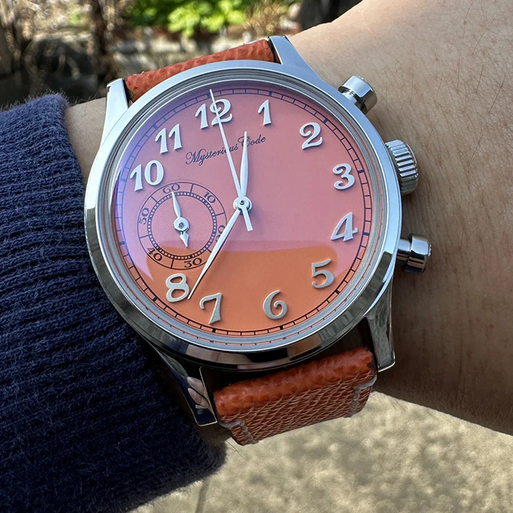 Vintage 38Mm Pilot Chronograph Watch Men Vk64 Chrono Watch Panda Sub-Dial Dome Glass Quartz Orologi Da Polso Con Codice Misterioso