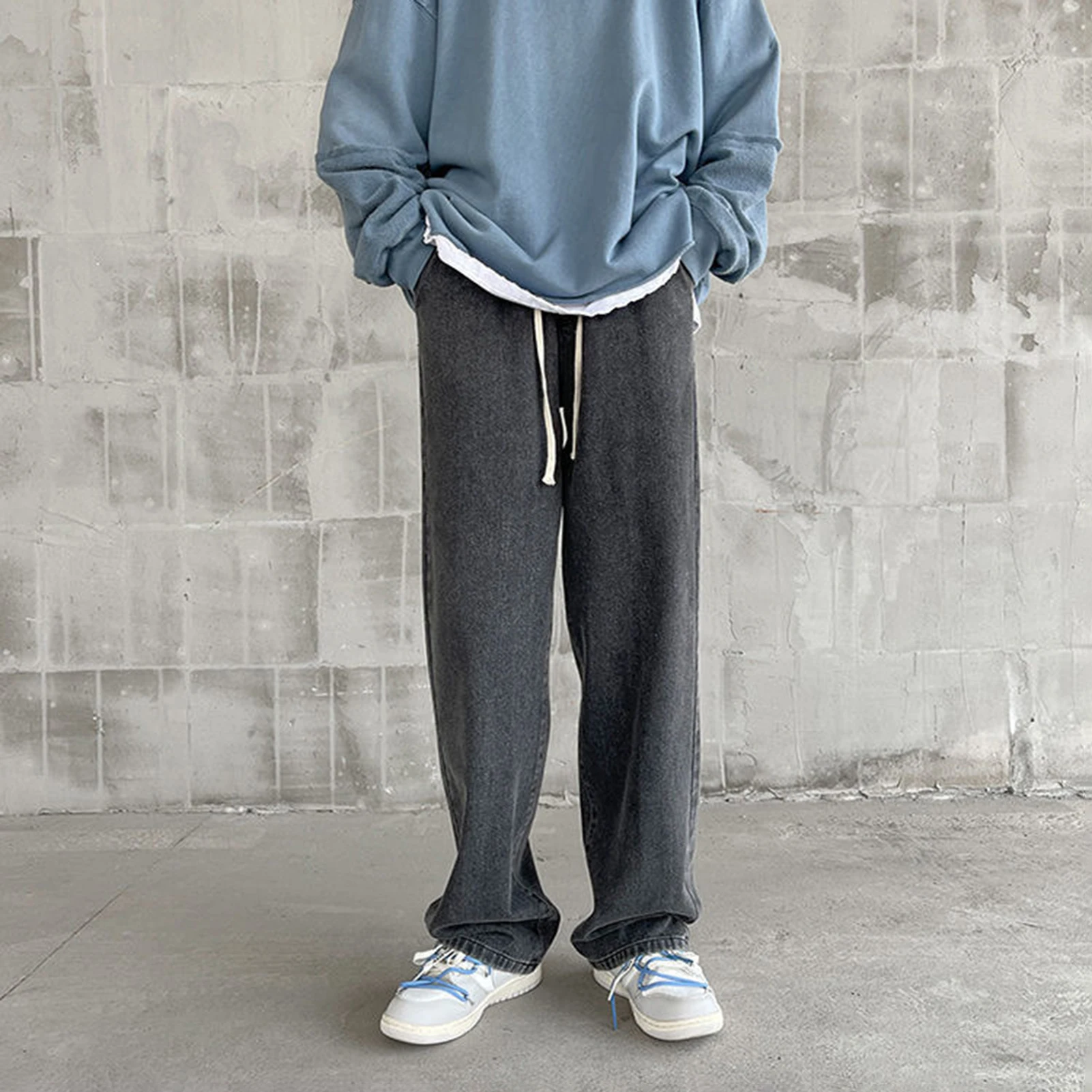 

Мужские джинсы, мужские свободные джинсы в стиле хип-хоп, джинсовые брюки с широкими штанинами, прямые синие джинсы, мешковатые джинсы, летние тонкие брюки