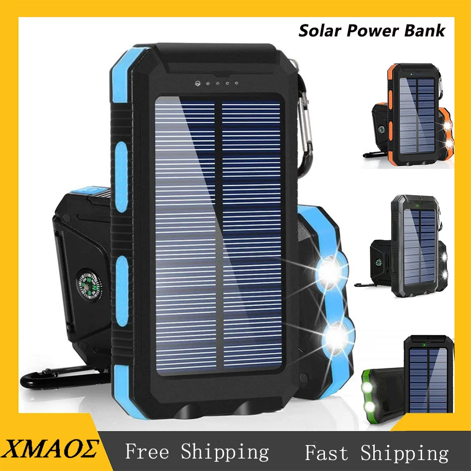 80000mah Portable Solar Power Bank Charging Poverbank Three Defenses
