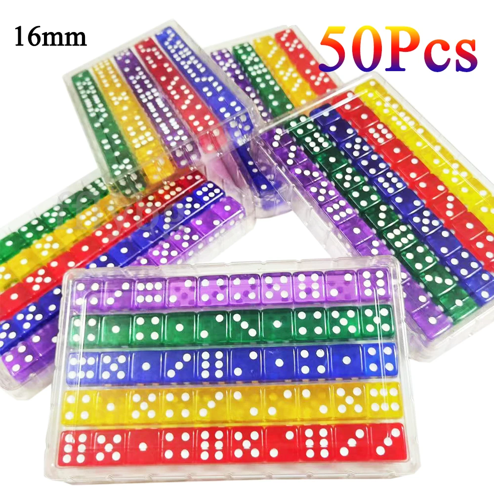 50PCS/Set 6 Sided Acrylic Dice For Table Board Games