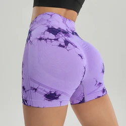 Tie-Dye Seamless Yoga Shorts Skinny Fitness Shorts Women's Summer Athletic Shorts Sportswear Fitness Clothing Cycling Pants