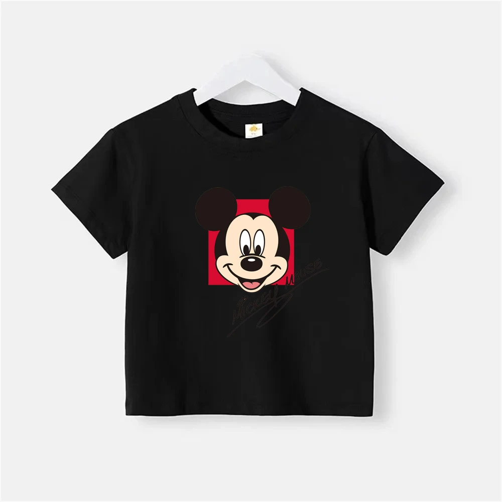 Mickey Mouse Children's Cotton Short sleeved Top Summer Children's T-shirt Boys and Girls Heart Soft Clothes Birthday Gift 6