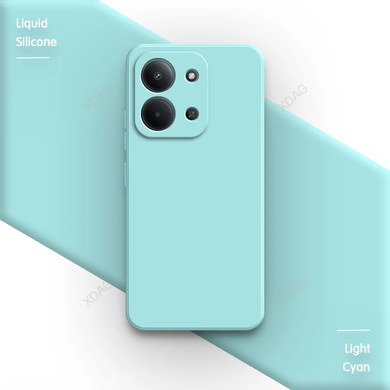 Cute Liquid Silicone Soft Phone Case with Lens Protection and Square Design