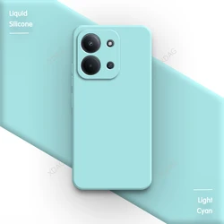 Cute Liquid Silicone Soft Phone Case with Lens Protection and Square Design for Redmi 15C 5G (173mm) (Light Cyan)