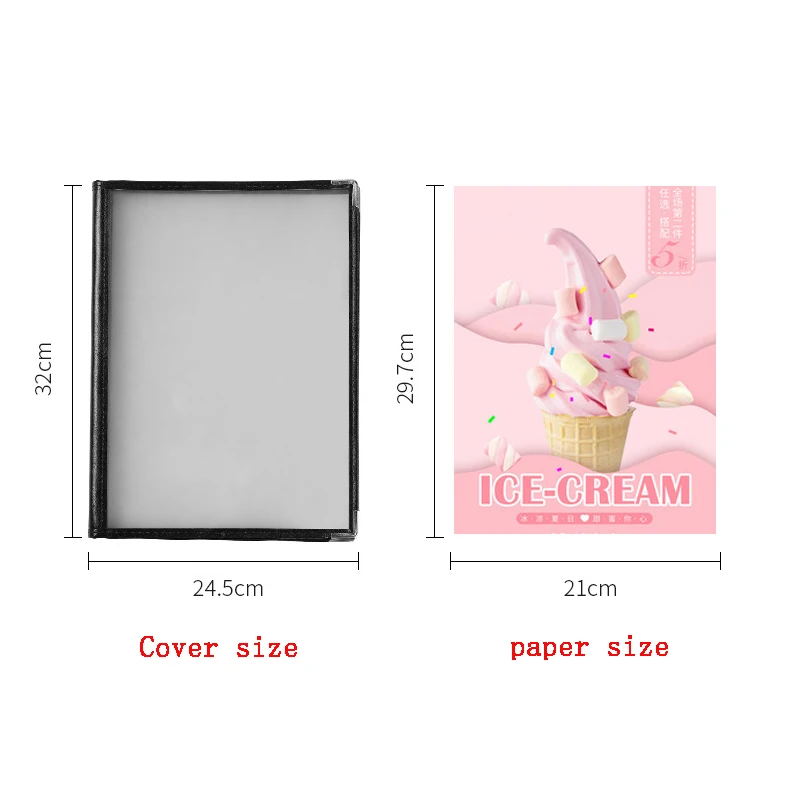 File Folder File Holder 6 Sheets A4 Handmade Plastic PU Leather Menu Cover Clear Pockets Display Book file folder,file holder