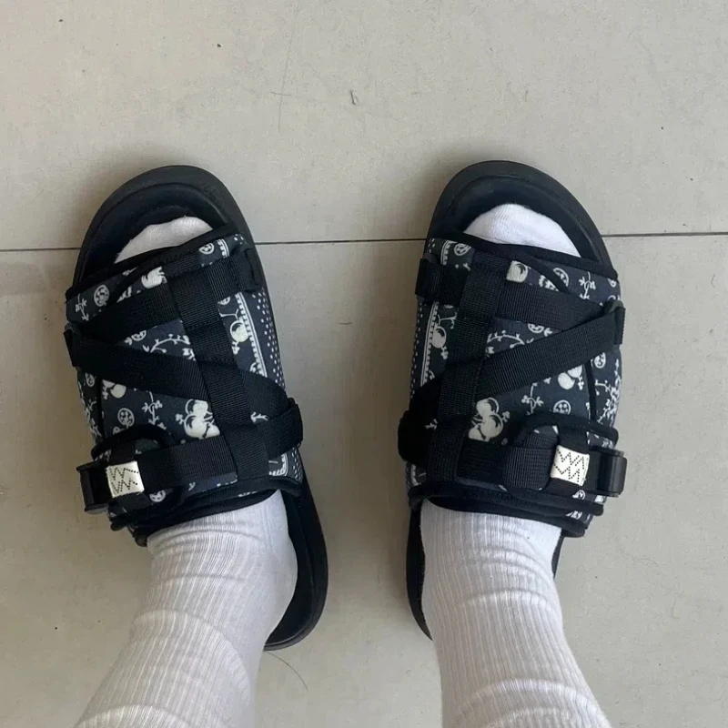 VISVIM 두꺼운 밑창 캐주얼 슬리퍼, 패션 샌들, 캐주얼 가죽 슬리퍼, 남성 여성 샌들