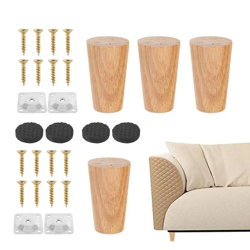 

Wood Sofa Legs 4pcs Sofa Replacement Wooden Leg Solid Wood Turned Spindle Bun Feet With Screw Mounting Plate For Armchair