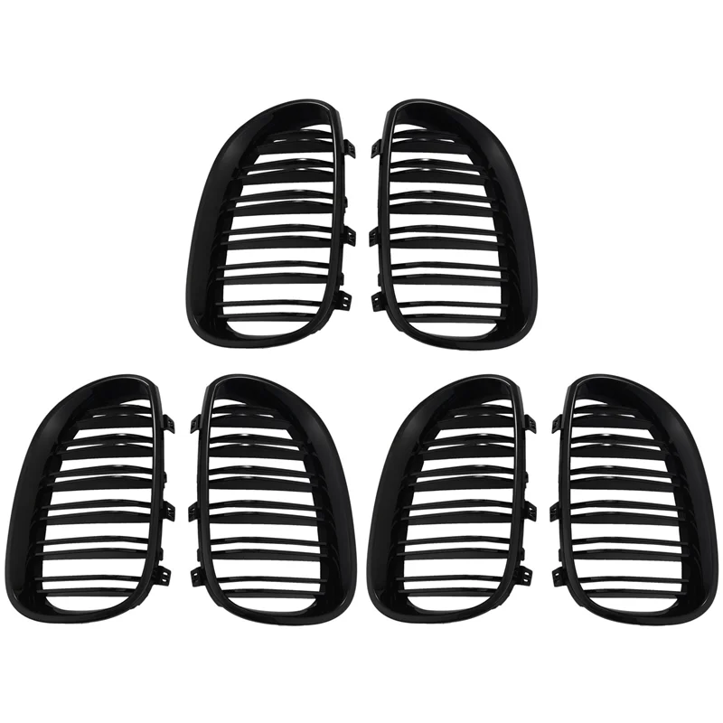 

3X Gloss Black Car Front Kidney Grille Grill for 5 Series E60 E61 M5 520I 535I 550I 2003-2010 Sedan