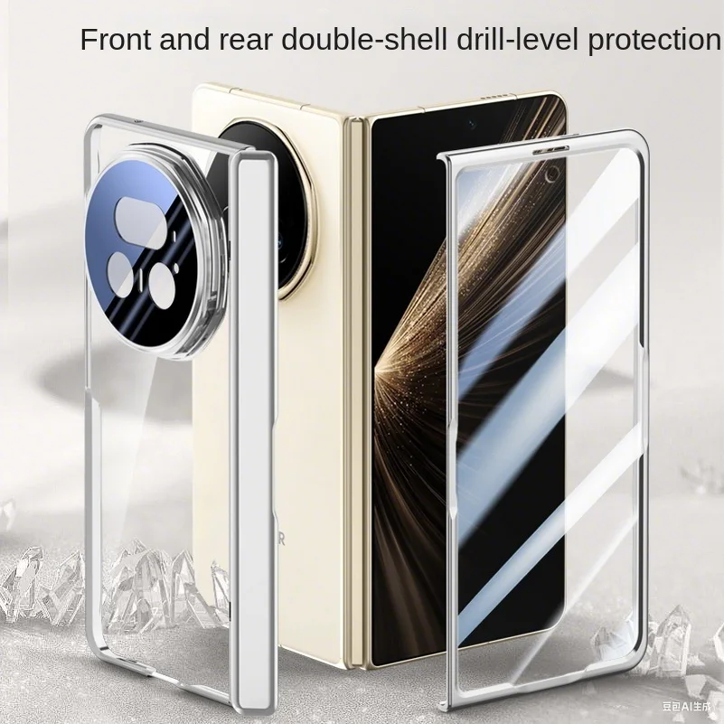 Clear Privacy Tempered Glass Protector Case with Spring-Hinged Holder