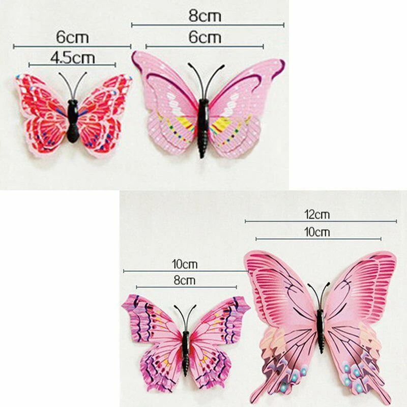 3D PVC Wall Stickers Butterfly Children's Room Home Background Wall Decoration 12Pcs wall sticker,wall stickers
