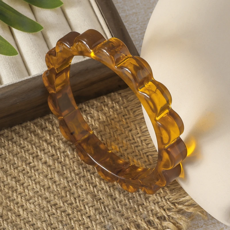 ✾セルロイドバングル✾ カラフルキュート KMVEXO Vintage Punk Beige Brown Coffee Thick Resin Acrylic
