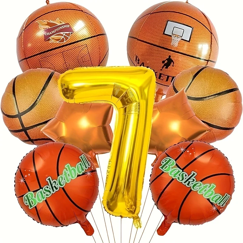 9-teiliges Foto-Requisiten-Set zum Basketball-Themen-Geburtstagsfeier, Geburtstagsdekoration, Themenparty-Dekor, Partyballons, unverzichtbar für Sportfans – Detail 3