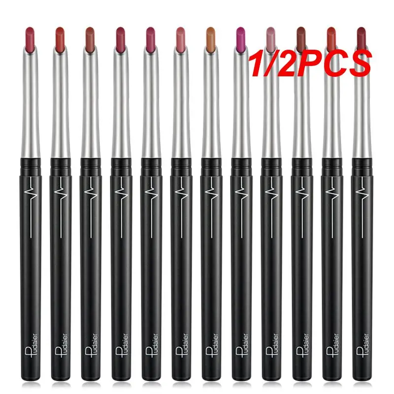 

1/2PCS Lipliner Matte Waterproof Lip Liner Pencil Lips Makeup Lipstick Moisturizing High Color Rendering Rich Color 2-in-1