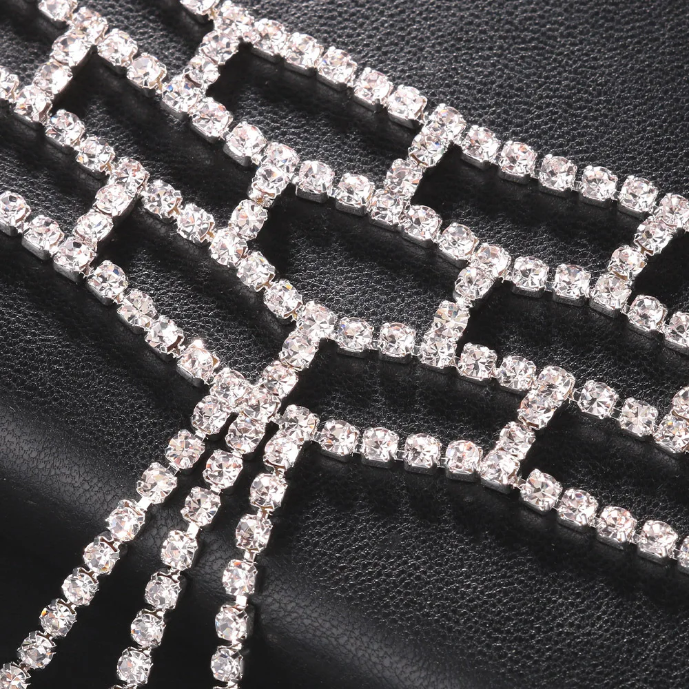 Fashion Rhinestone Tassel Veil Masks for Women Bohe Face Curtain Jewelry Chain Masquerade Dance Party Sexy Costume Accessories