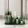 Makeup Brush Box  With Drawer 360° Rotating Cosmetic Organizer Holder Skincare Cotton Pads Swabs Lipstick Jewelry Storage Case 6