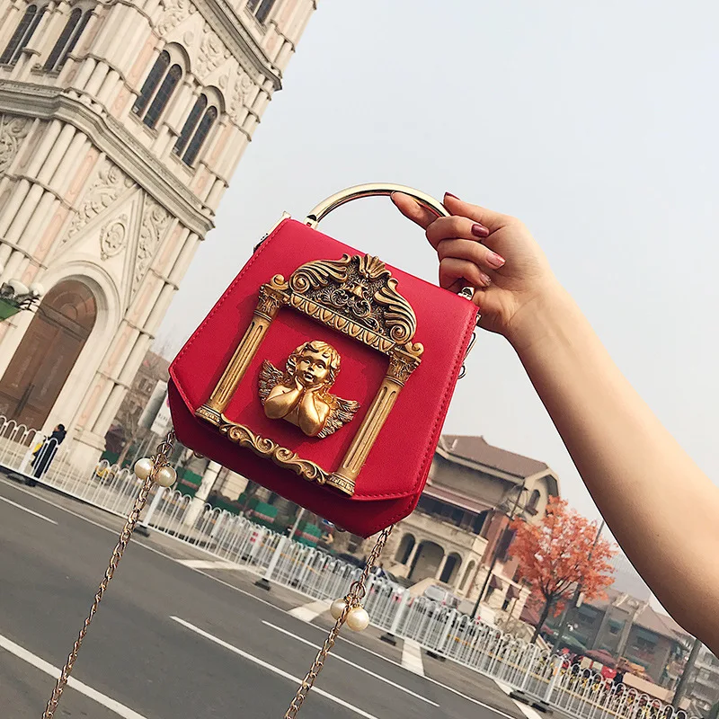 

Chain Female Bag 2021 New Trendy Angel Single Shoulder Bag Korean Version of The Contrast Simple Messenger Bag Small Square Bag