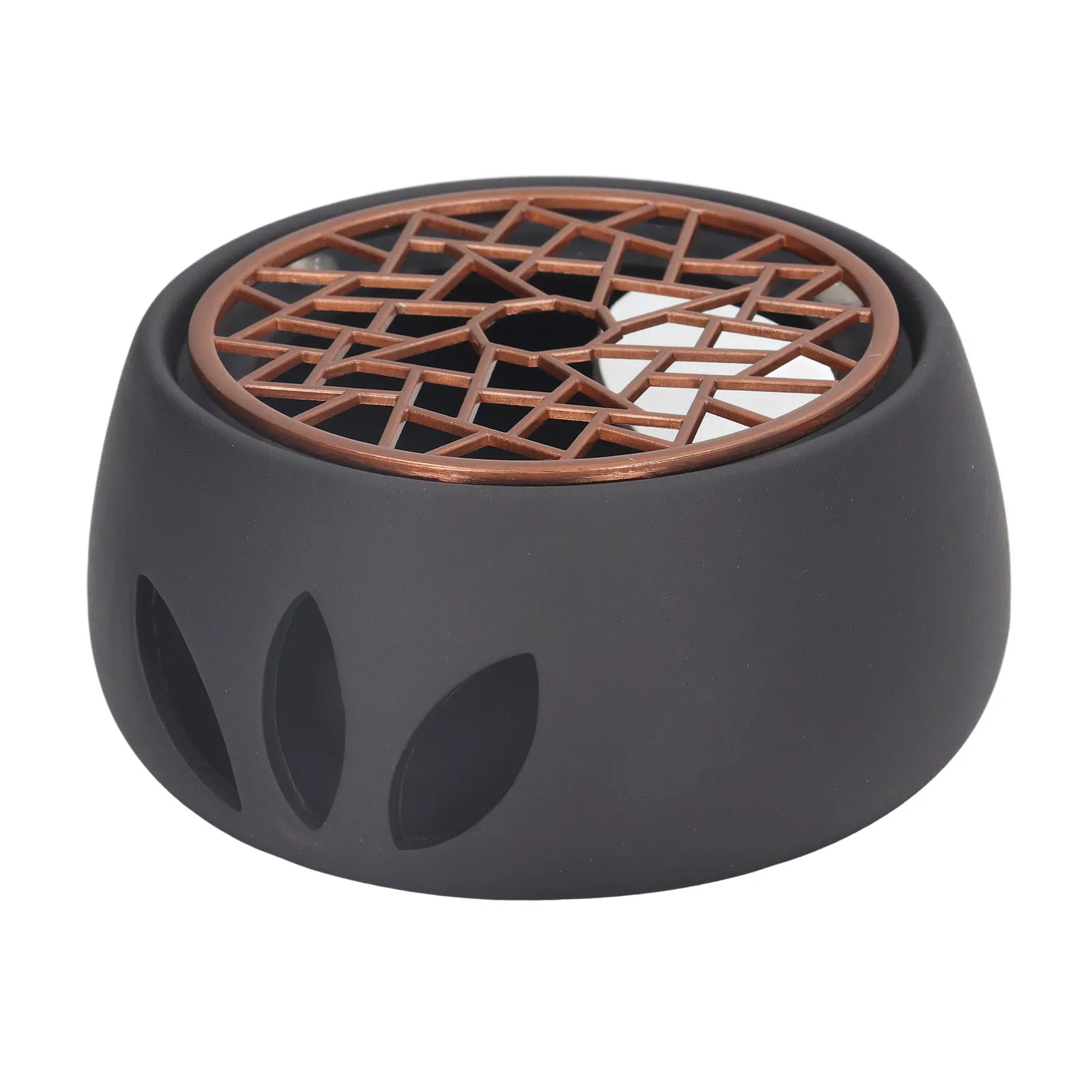 Tea Warmer Teapot Warmer Base Hollow Out Design Ceramic Candle Heater Tea Coffee Milk Light Warmer with Purple Iron Pad for Home Restaurant
