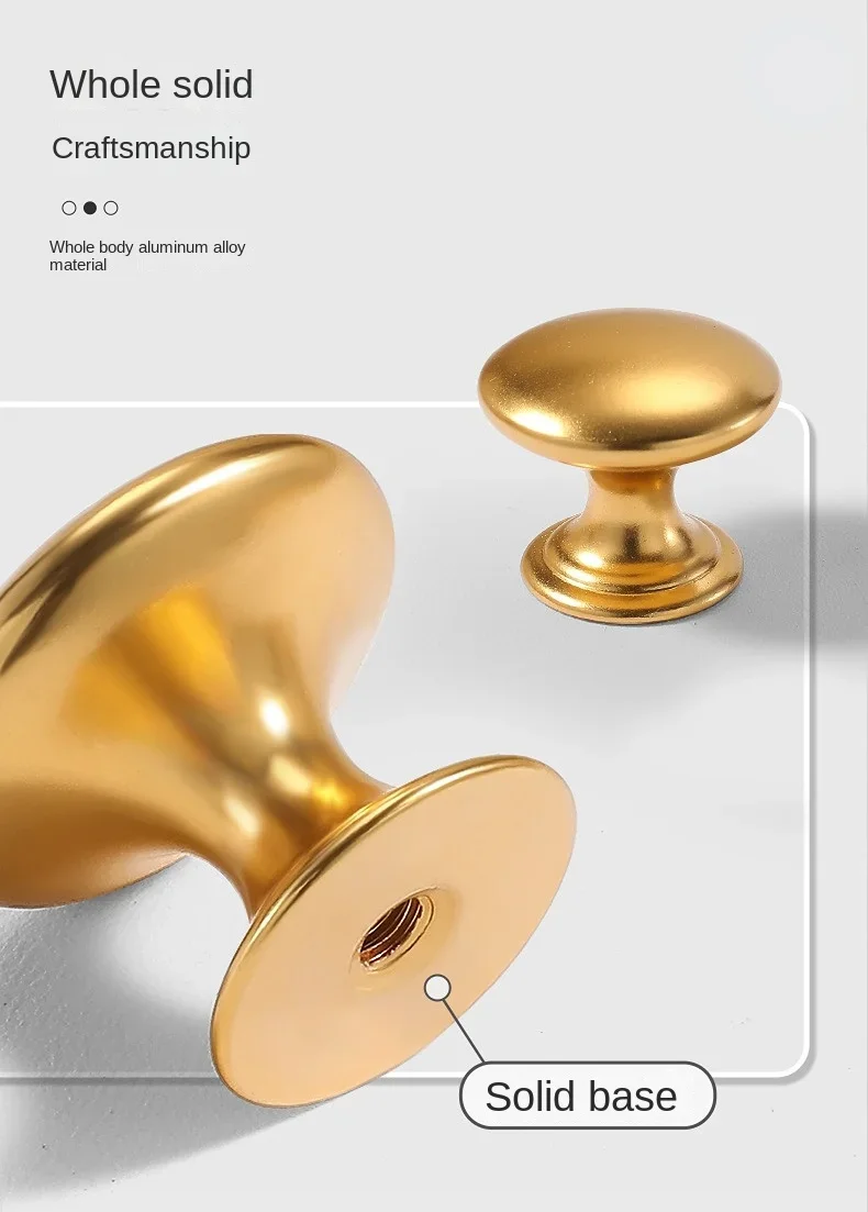 Description Picture 5 of itemSolid Single Hole Aluminium Alloy Cabinet Handle Round Black Gold Knob Cupboard Black Gold Desk Drawer Pull Furniture Hardware