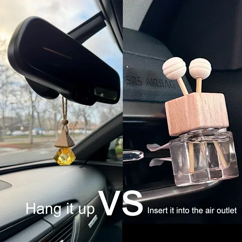 1pcs Free Car Mounted Aromatherapy Bottle Empty Car Interior Decorationvolatile Glass Bottle Perfume Clip Diffuser
