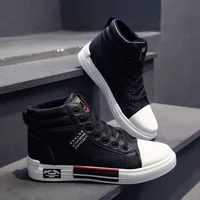 Fashion Leather Men Canvas Shoes Autumn High-Top Casual Shoes for Men Non-Slip Male Sneakers Flat Tenis Shoes Zapatillas Hombre 2