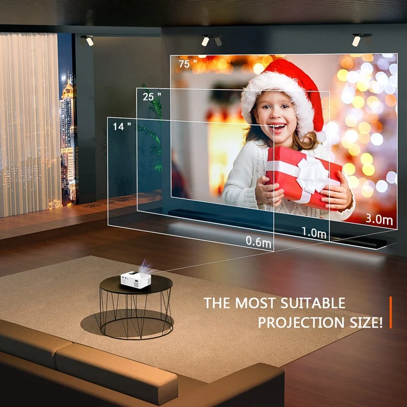 YT100 White Mini Home Projector Projector Portable Mini Home Theater Wireless Cell Phone Multi-Function Projector Easy To Use