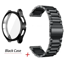 Premium Metal Bracelet Strap with Screen Protector for Galaxy Watch 4 40mm (Black kits)