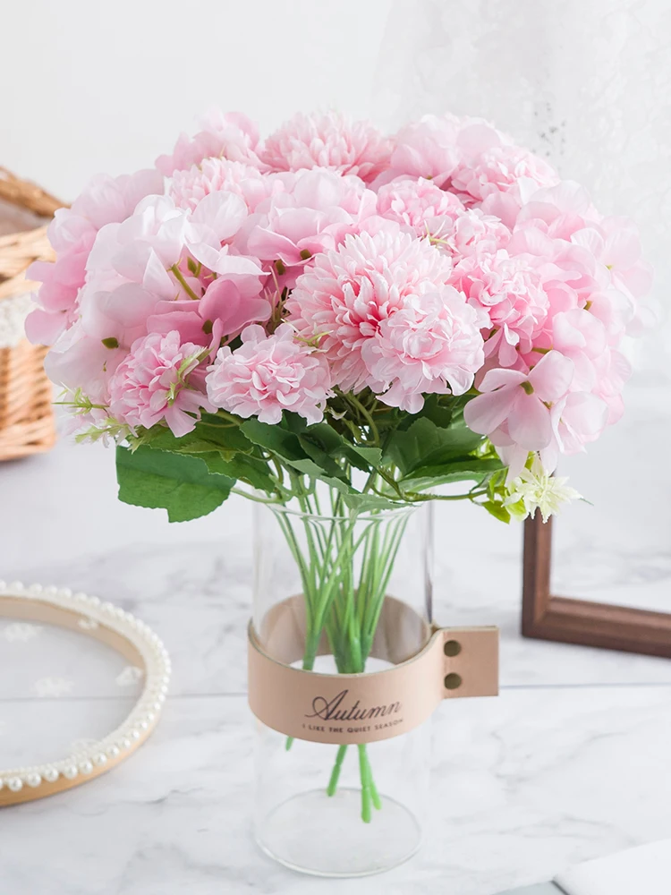 Künstliche Blumen aus Seide, bestickte Kugelchrysantheme, Heimvasendekoration, Außenhof, Valentinstag, Hochzeit, Brautgeschenke. – Detail 8