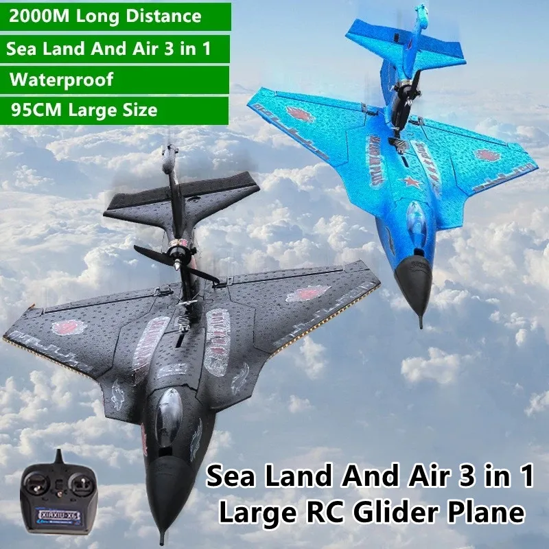 Sea Land And Air 3 in 1 Large RC Glider Plane 95CM 2.4G 2000M Waterproof Brushless Power Drop Resistant Remote Control Aircraft 2
