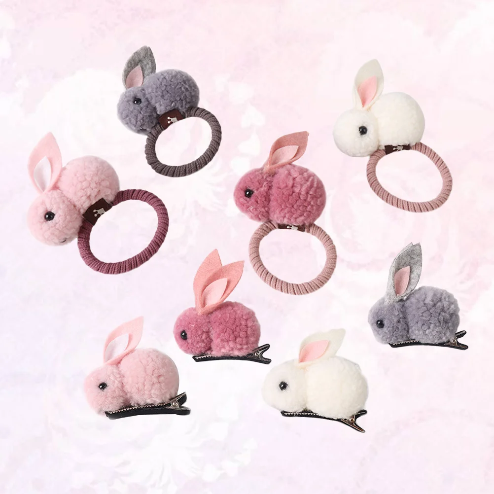 

8 Pcs Gifts for A Girlfriend Cartoon Hairpins Bunny Cute Accessories Tie Stretch Ring Childrens Barrettes