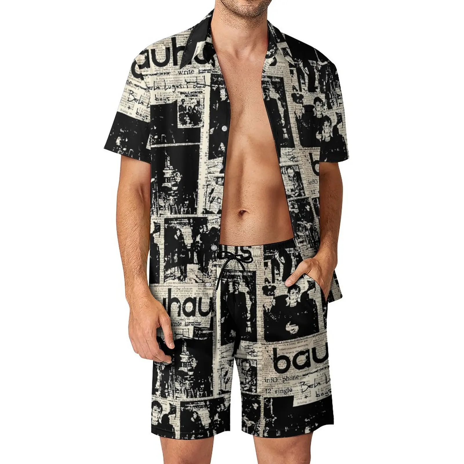 

80S POST PUNK BAND BHS Men's Beach Suit Funny Graphic 2 Pieces Coordinates High Grade Beach USA Size