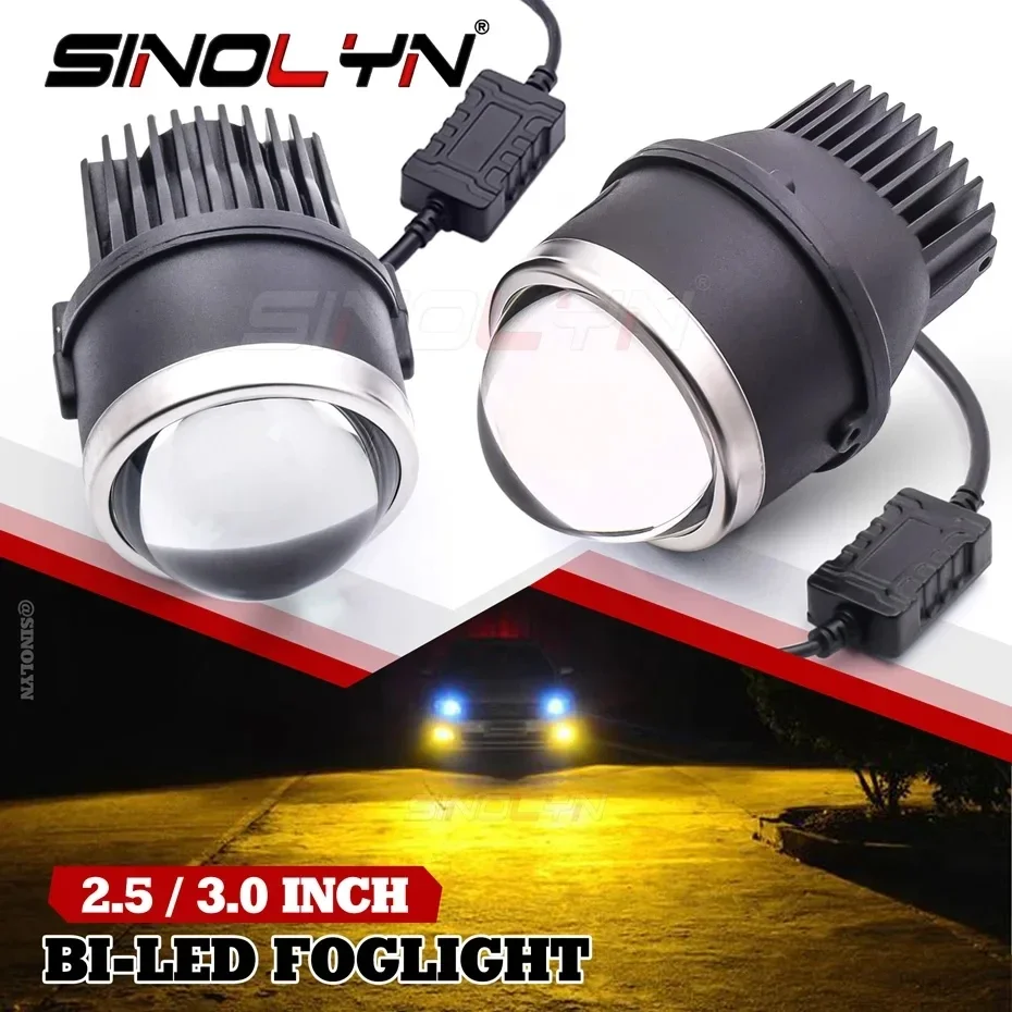 Sinolyn 2.5/3.0 Inch Bi LED Fog Lights 3000K 6000K LED Driving Light Fog Car Universal Projector Lenses Car Accessories Retrofit