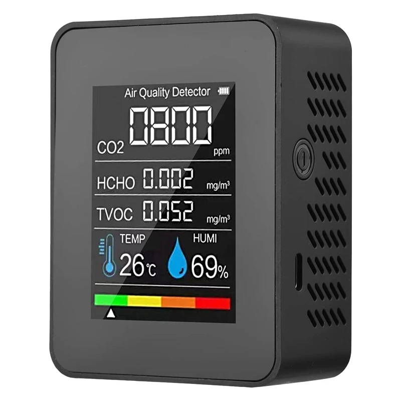 

Портативный монитор качества воздуха 5 в 1, тестер формальдегида, HCHO, TVOC, ЖК-дисплей, прибор для измерения температуры и влажности воздуха, 1 шт.