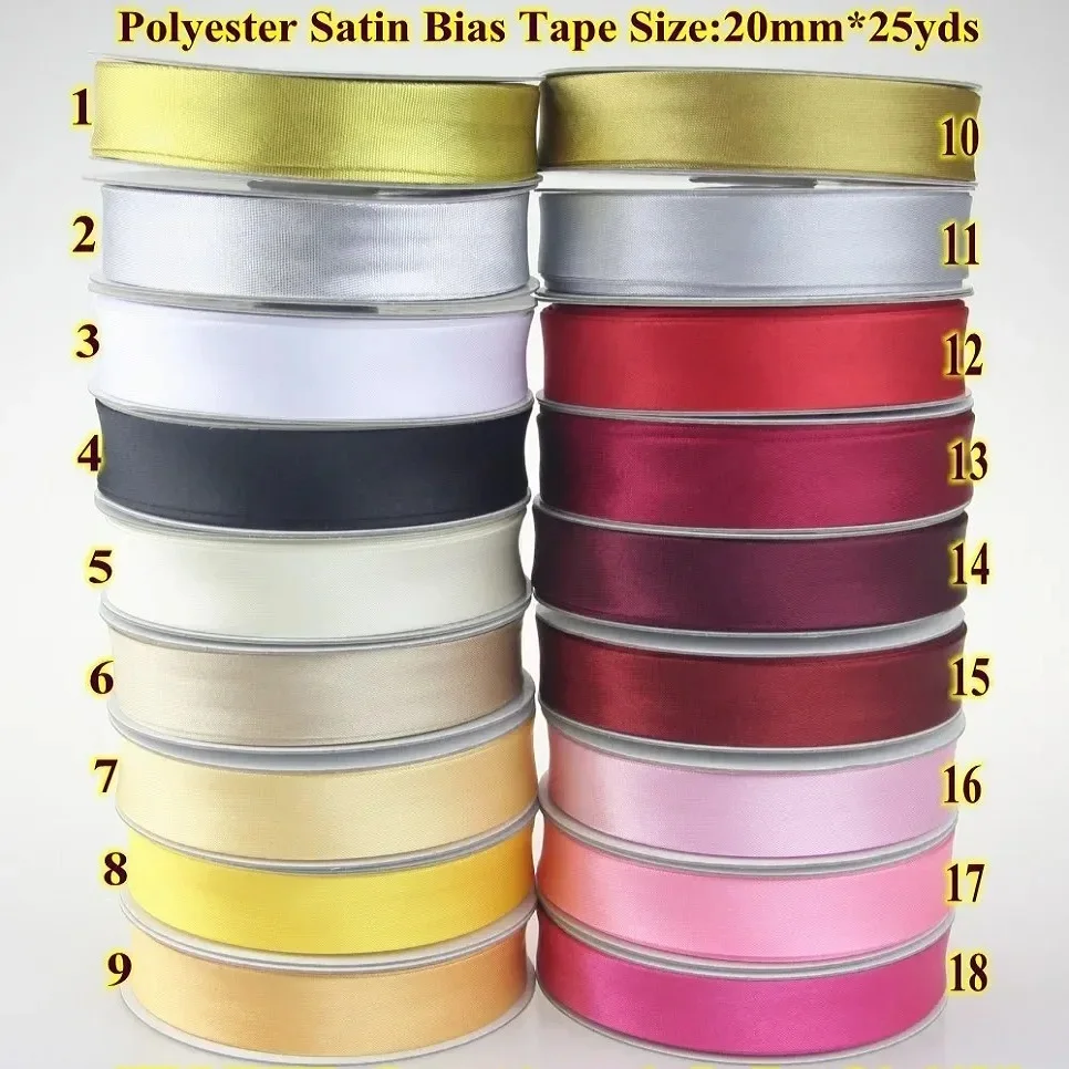 Polyester Satin Bias Binding Tape bias ribbon size:20mm 3/4" *25yds fold tape for DIY sewing garment accessories satin ribbons ribbon supplies satin ribbon sewing ribbon polyester ribbon fabric craft supplies