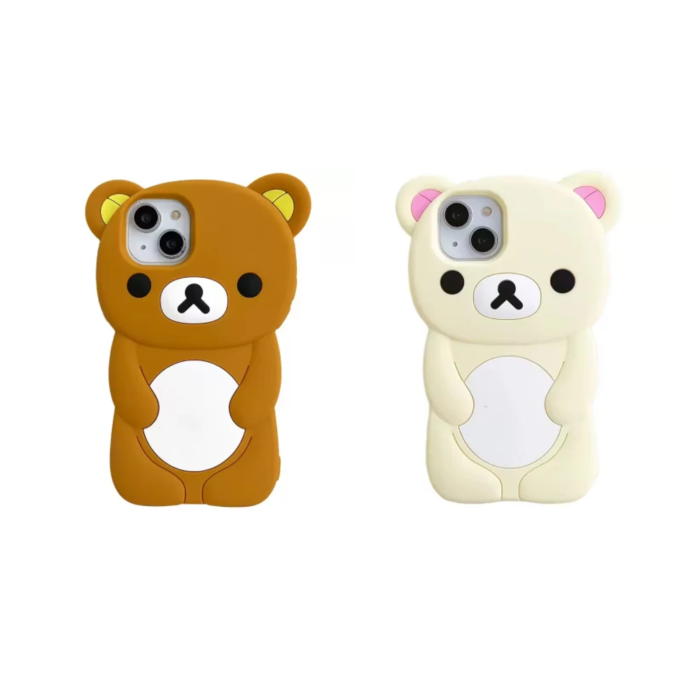 Cartoon Rilakkuma Bear Silicone Soft Cover Case For iPhone 17 16 15 14 13 12 11 Pro Max Plus Xs XR 6 7 8 Plus 5 5S 4 4S 1