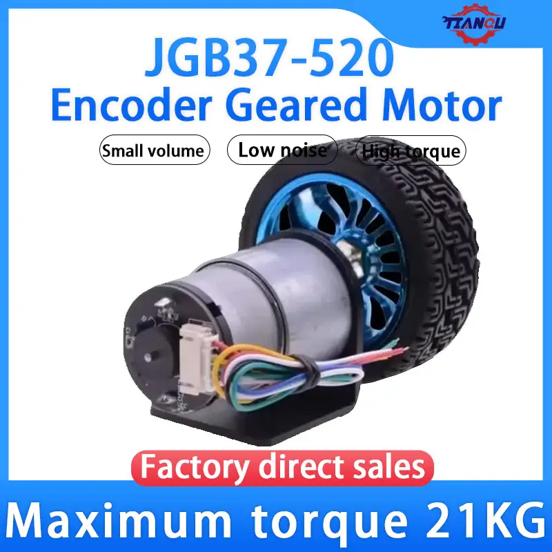 JGB37-520 Hall Encoder Brushed DC Motor 6V12V Forward And Reverse Adjustable Speed 6RPM-1590RPM Smart Car Kit With Wheels image 1
