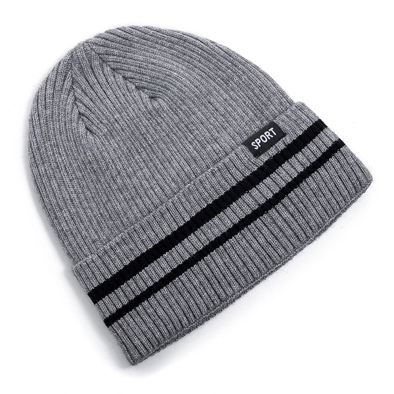 Unisex Winter Hat Plush Fleece Warm Cap Stylish Striped Soft Beanie Hat For Men&Women Outdoor Thicken Ski Knitted Hat