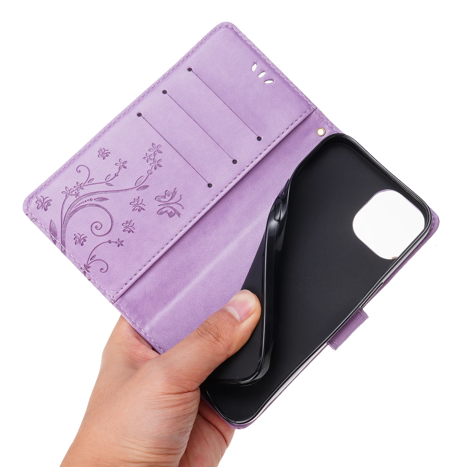 Small Butterfly Embossed PU Leather Phone Case