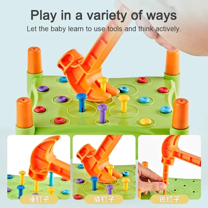 Educational Toys Nail Hammer Pile Driving Platform Montessori Teaching Aids Early Education Children Concentration Training Toy