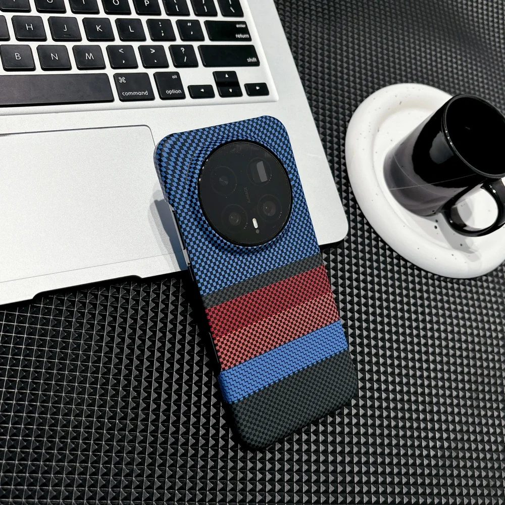 Frameless Carbon Fiber Kevlar Magnetic Phone Case with Stripe Texture