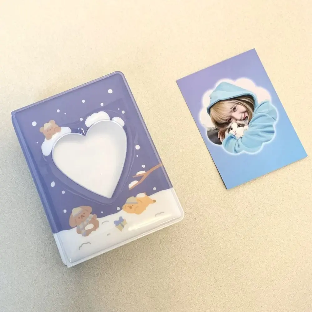 Cute Bear Photo Album 3 Inch Love Heart Hollow Picture Storage Case Kpop Card Binder Name Card Book Photocard Holder