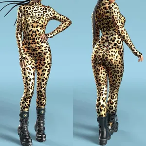 Unisex Animals Leopard Cyber 3D Digital Printing Halloween Party Role Play Outfit Women Men Cosplay Costume Carnival Jumpsuit