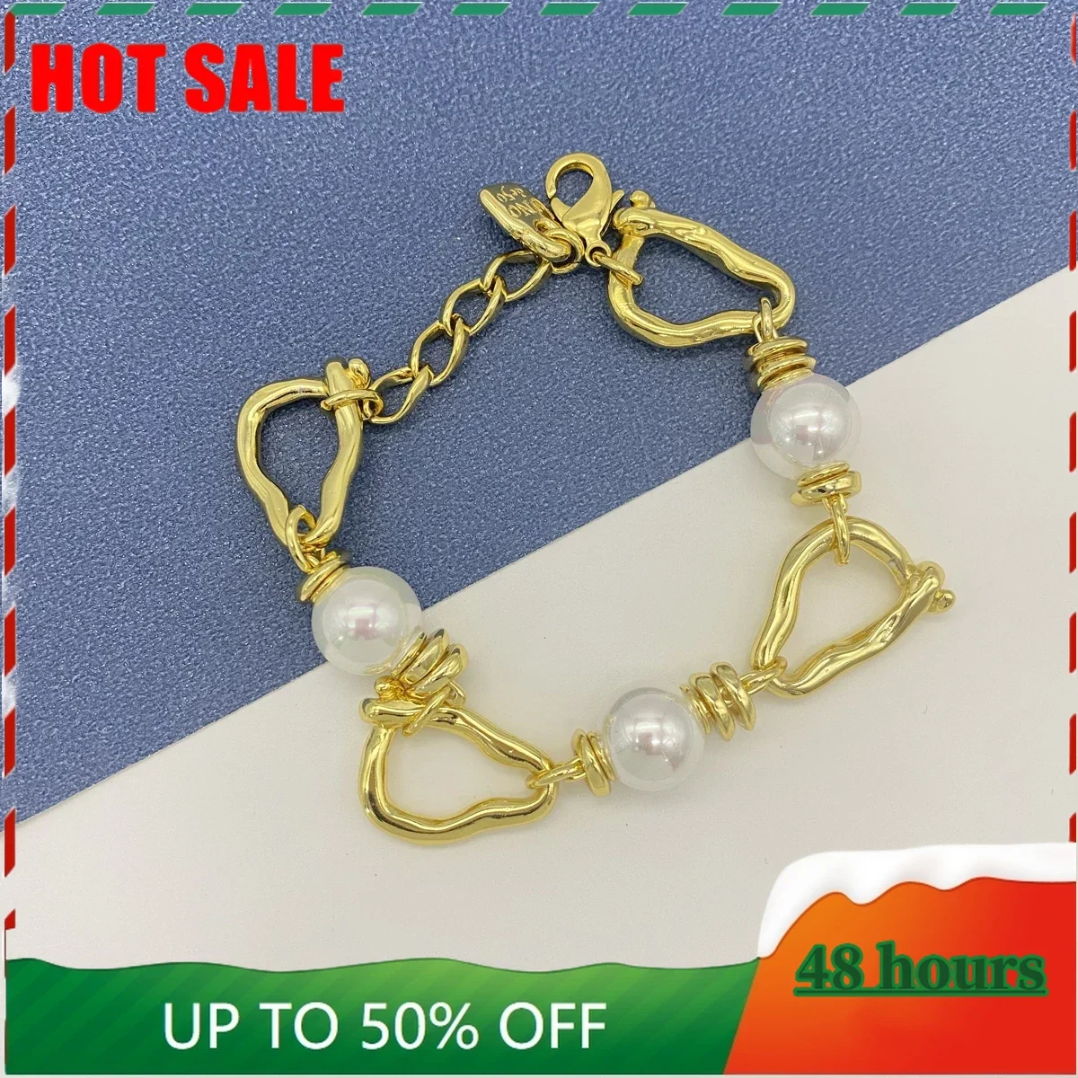 Фото Pulsera DE Perlas DE Color Dorado DE 14 квилаты, Brazalete DE Nicho DE тела, популярная joyeria, модный подарок, UNO DE 50, Nine №5
